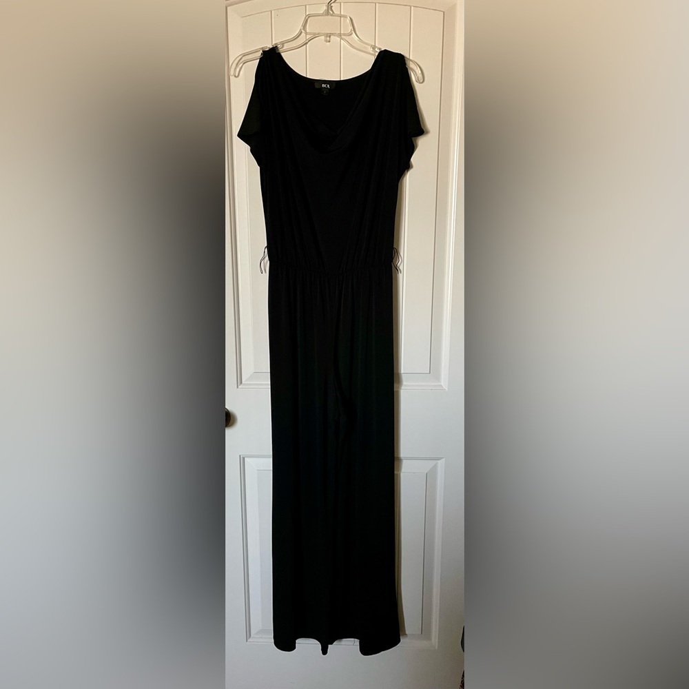 BCX Black Flutter Sleeve Jumpsuit V-Neck Cocktail